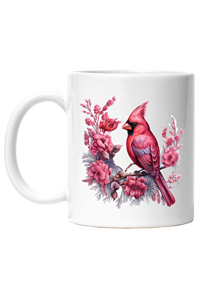 StoryGift Romania Cana cu o pasare roz | ilustratie | floricele | ramura | se...