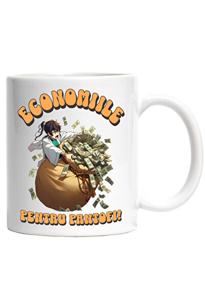 StoryGift Romania Cana Fata Stil anime Cu Sac De Bancnote Text Haios Econimii...