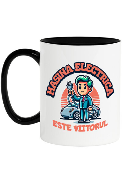 StoryGift Romania Cana cu Barbat Animatie Incarcator Masina Electrica Text Ma...