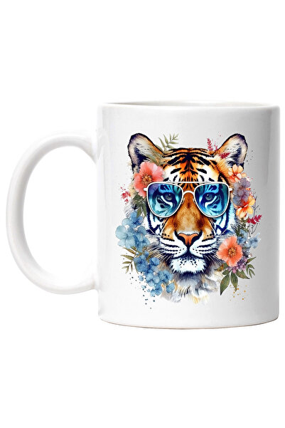 StoryGift Romania Cana cu un tigru cu ochelari | flori in jur | plante | natu...