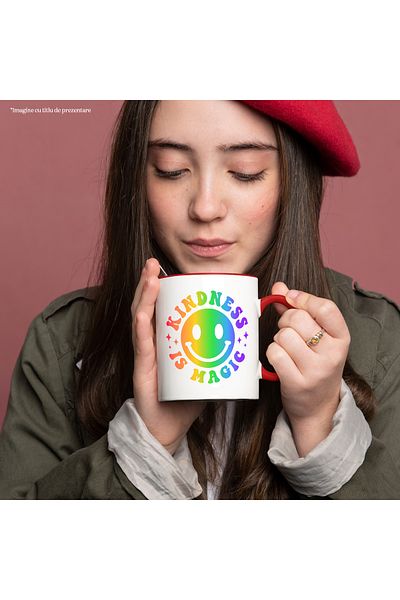 StoryGift Romania Mug with a smiling emoji and the text "Kindness is magic" - kindness is magic with , With ,STG