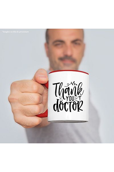 StoryGift Romania Mug with the text in English "Thank you, doctor" - thanks, health with Mane, Cu, STG.