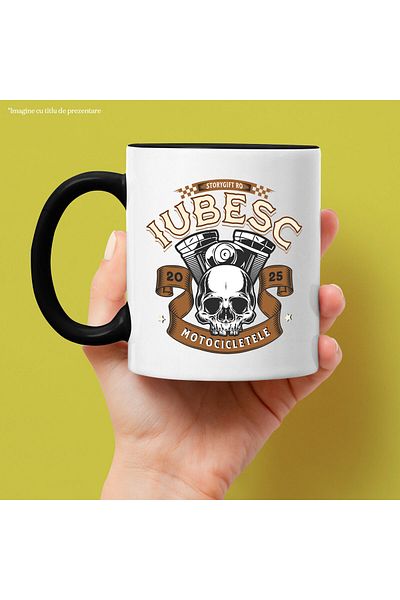 StoryGift Romania Mug with Human Skull Travel Lovers Motor Motorcycle Message Love Passion, With ,STG