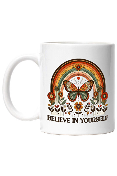 StoryGift Romania Cana cu mesajul "Believe in yourself", ilustratie, motivati...