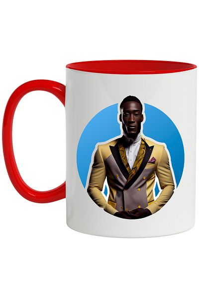 StoryGift Romania Cana Cu Portret, Barbat, Costum, Batista, Multicolor 330ml, Ceramica cu Maner Ro, Cu Maner Rosu