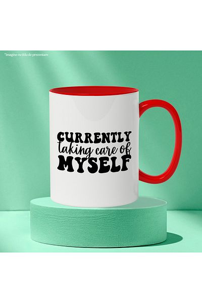 StoryGift Romania Mug with the message in English "Currently taking care of myself" - momentan am griya, Cu,STG.