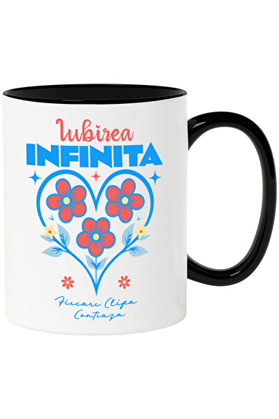 StoryGift Romania Cana cu Inima Cu Flori Colorate Text Iubirea Infinita Fieca...