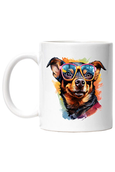 StoryGift Romania Cana cu un catel cu ochelari, vesel, ilustratie, arta abstr...