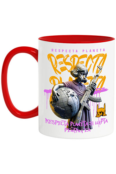 StoryGift Romania Cana Respecta Planeta si Lupta pentru Ea, 330ml, Ceramic cu...