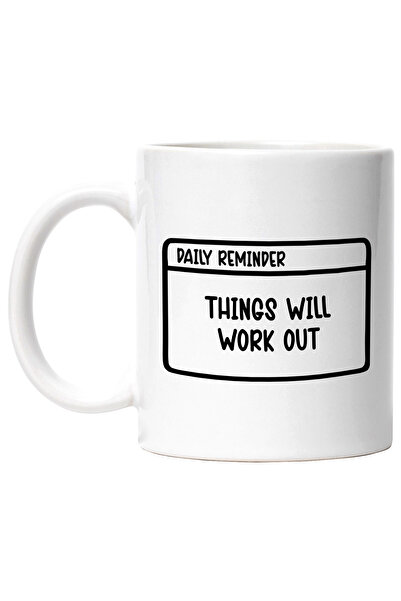 StoryGift Romania Cana cu mesaj incurajator in engleza "Things will work out" - Lucrurile vor decu, Cu Maner Alb