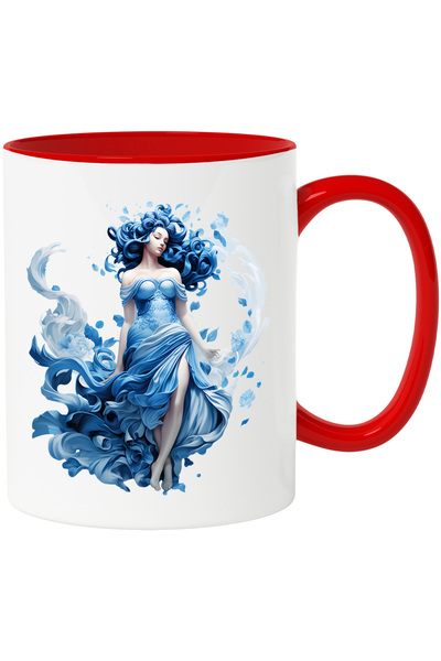 StoryGift Romania Cana cu o femeie cu par albastru | ilustratie | rochie | ar...