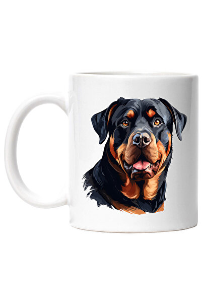 StoryGift Romania Cana cu un caine Rottweiler, ilustratie, curios, bucuros, j...