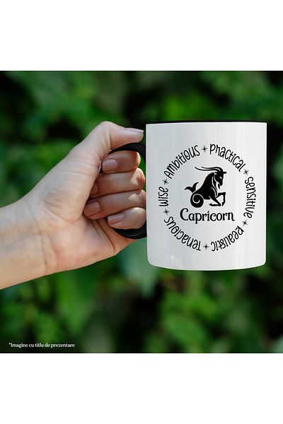 StoryGift Romania Mug with Capricorn zodiac sign, illustration, zodiac sign, astrology, symbol, sign, wise,, With ,STG