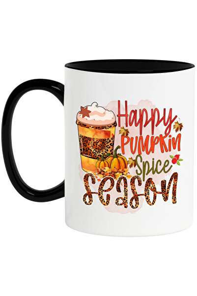 StoryGift Romania Cana cu mesajul "Happy pumpkin spice season", toamna, ilustratie, fericire, sezo, Cu Maner Negru