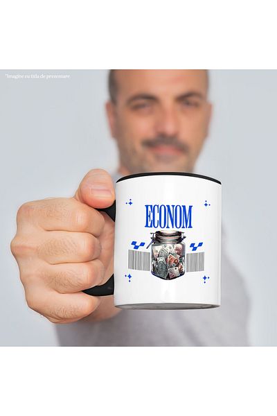 StoryGift Romania Mug economy jar with money save wealth, 330ml, Ceramic with Black Handle, With Handle, STG