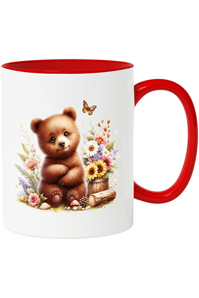 StoryGift Romania Cana cu un pui de urs brun | ilustratie | natura | flori de...