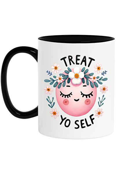 StoryGift Romania Cana cu mesajul "Treat yo self", ilustratie, motivational, ...