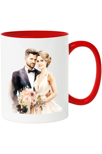 StoryGift Romania Mug with a woman and a man at a wedding | illustration | wh...