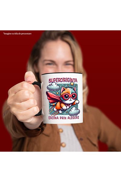 StoryGift Romania Super Director Mug, Superhero, Heroine By Choice, 330ml, Ceramic with N Handle, With