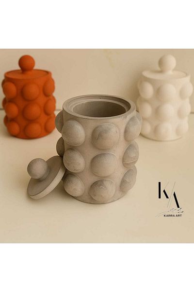 KARRA Concrete Jar - Bubble and Candle Holder Spoon Holder Set