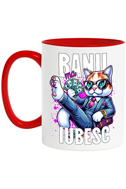 StoryGift Romania Cana pisica sefa banii ma iubesc avere costum, 330ml, Ceram...