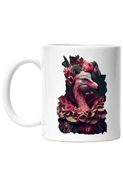 StoryGift Romania Cana Cu Flamingo, Arta Abstracta, Flori, Frunze, Exotic, Mu...