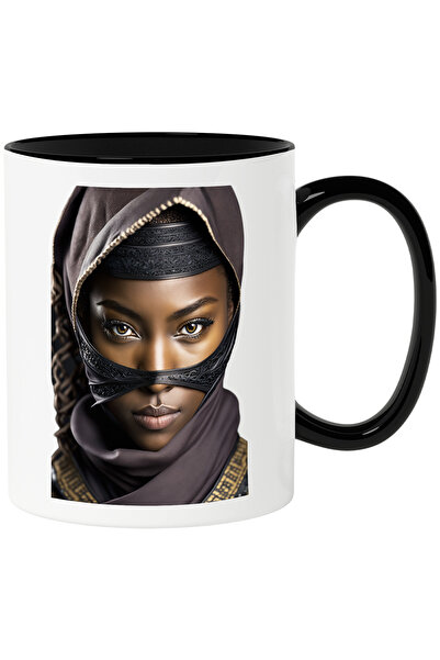 StoryGift Romania Cana cu Portret Femeie cu Hijab, Ochi Caprui, Femeie de Cul...