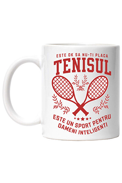 StoryGift Romania Cana cu Rachete Tenis Iubitorii De Sport Sanatate Text In Limab Romana Haios Est, Cu Maner Alb