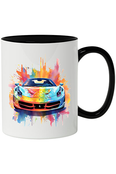 StoryGift Romania Cana Cu Masina Sport, Watercolor, Ferrari, Splash Acuarela,...