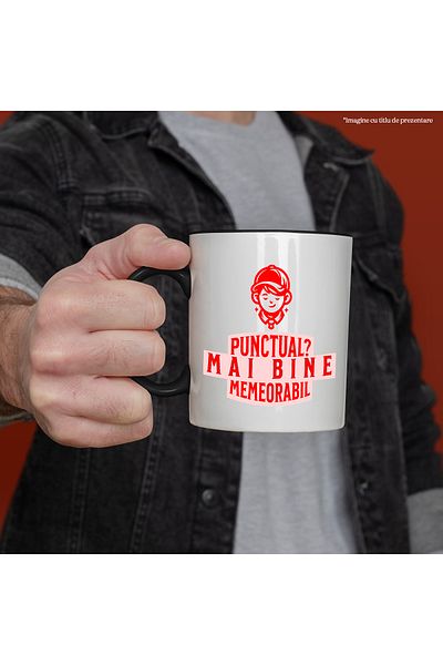 StoryGift Romania Punctual_ Better Memorable School Child Mug, 330ml, Ceramic with Black Handle, With M,STG