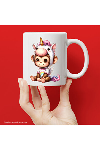 StoryGift Romania Cana cu o maimutica costumata in unicorn, ilustratie, hanor...
