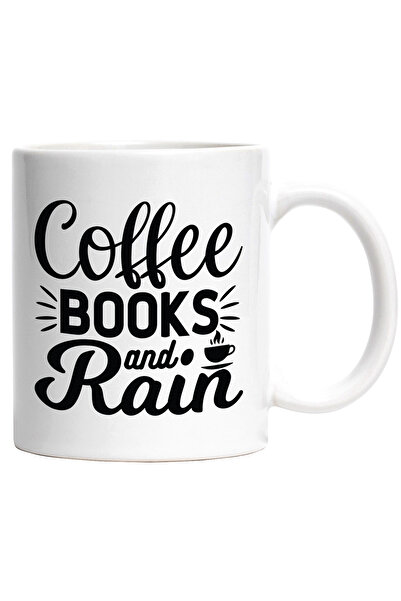 StoryGift Romania Cana cu textul in engleza "Coffee, books and rain" - cafea ...