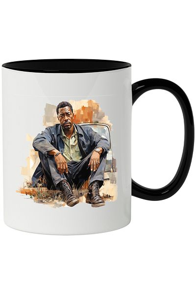 StoryGift Romania Cana Cu Idris Elba, Celebritate, Actor, Film, Vedeta, Multicolor 330 ml, Ceramic, Cu Maner Negru