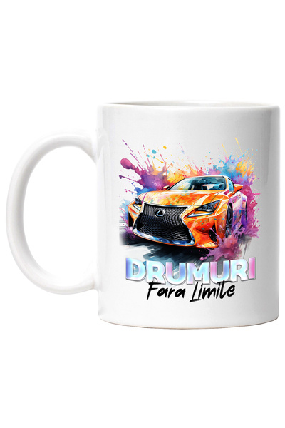 StoryGift Romania Cana Cu Mesaj Drumuri Fara Limite, Masina, Lexus, Multicolo...