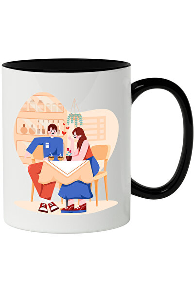 StoryGift Romania Cana Cu Intalnire, Cuplu, Cafea, Masa, Multicolor 330 ml, C...