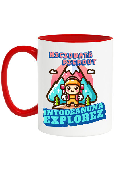 StoryGift Romania Cana cu Calator Printre Munti Cu Rucsac Text Niciodata Pier...