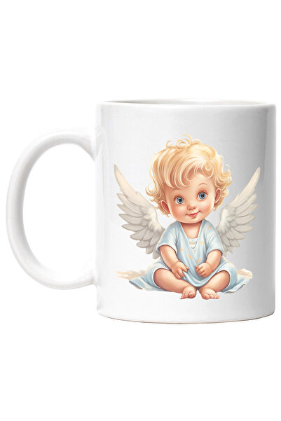 StoryGift Romania Cana cu un bebelus blond cu aripi de ingeras | ilustratie |...