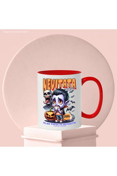 StoryGift Romania Unvisited Tepa Mug-Vlad Tepes is waiting for you, 330ml, Ceramic with Red Handle, With Ro Handle, STG