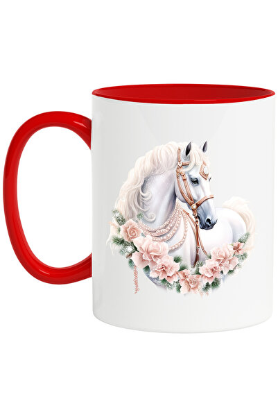 StoryGift Romania Cana cu un cal alb | ilustratie | floricele | frunze | echi...