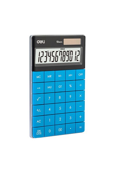 Deli Calculator Desktop 12 Digits Modern Blue Deli