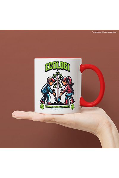 StoryGift Romania Ecology mug we plant the seeds of the future children planting a tree, 330ml, Ceramic, Cu, STG