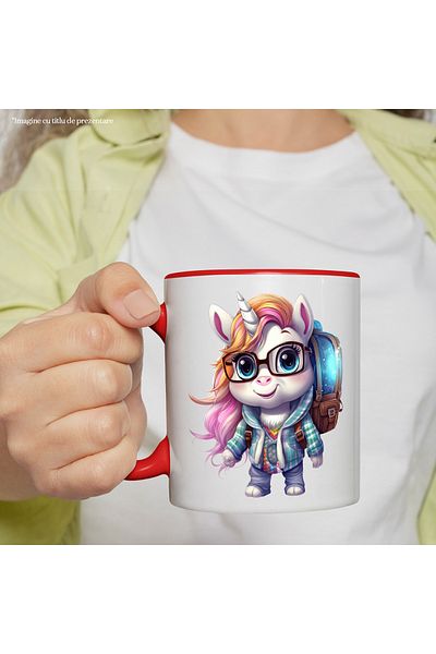StoryGift Romania Cana Cu Un Unicorn Care Se Duce La Scoala | Ghiozdan | Ochelari | Tocilara | Ilu, Cu ,stg