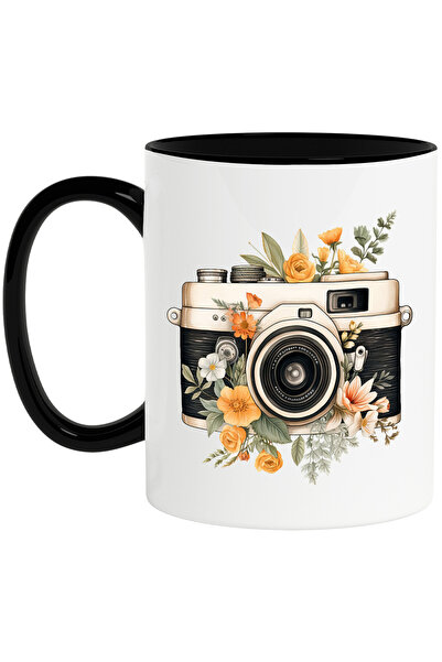 StoryGift Romania Cana cu aparat de fotografiat, flori galbene, ilustratie, a...