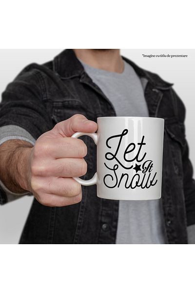 StoryGift Romania Cana cu textul in limba engleza "Let it snow" - lasa sa ninga iarna cu Maner Alb, Cu Maner Alb