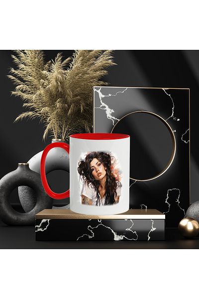 StoryGift Romania Mug With Amy Winehouse, Famous Singer, Artist, Multicolor 330 ml, Ceramic, With, STG