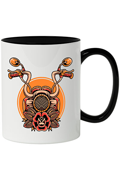 StoryGift Romania Cana Cu Motocicleta, Cerc, Apus, Floare, Frunze, Tepi, Retr...