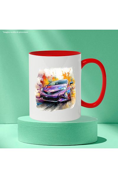 StoryGift Romania Mug With Car, Toyota Prius, Brand, Speed, Watercolor, Multicolor 330 ml, Wax, With ,STG.