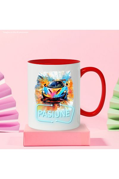 StoryGift Romania Mug With Passion Message, Neon Sign, Maisna Sport, Multicolor 330 ml, Ceramic with M, With