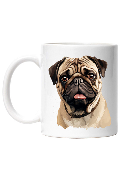 StoryGift Romania Cana cu un catel Pug, ilustratie, zgarda, pentru iubitorii ...