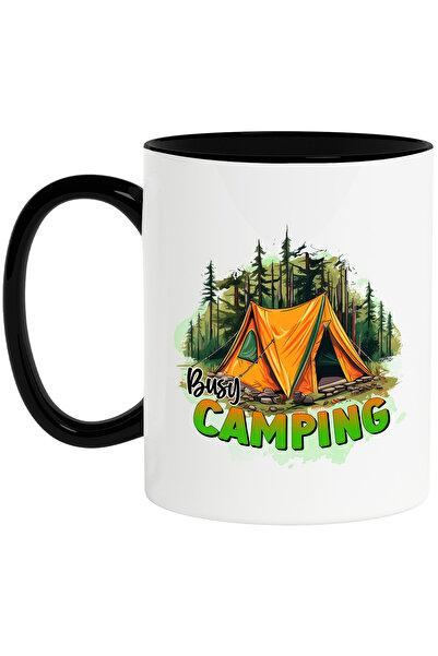 StoryGift Romania Cana cu mesajul "Busy camping", calatorie, ilustratie, natu...